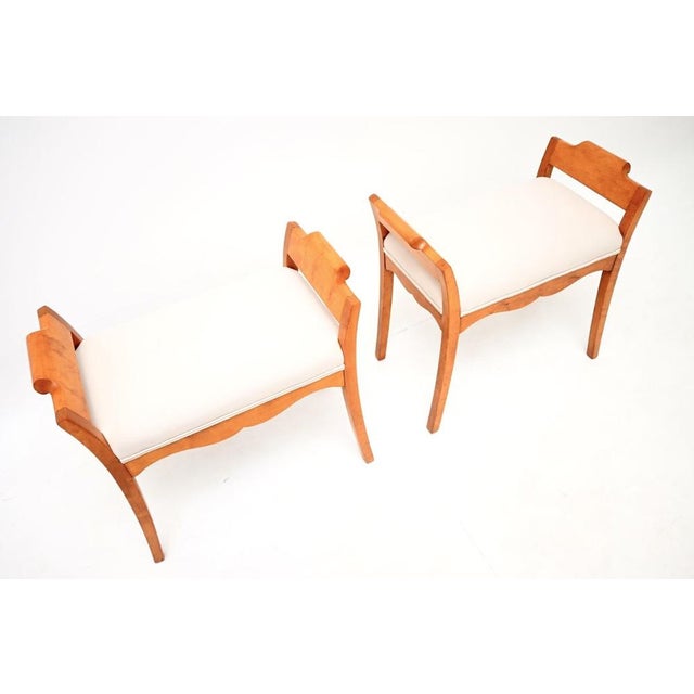 Antique Biedermeier Swedish Satin Birch Stools, 1880s, Set of 2 For Sale - Image 6 of 10