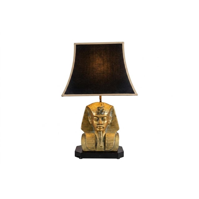 Vintage Egyptian Revival Brass Pharaoh Table Lamp, 1970s For Sale - Image 12 of 12