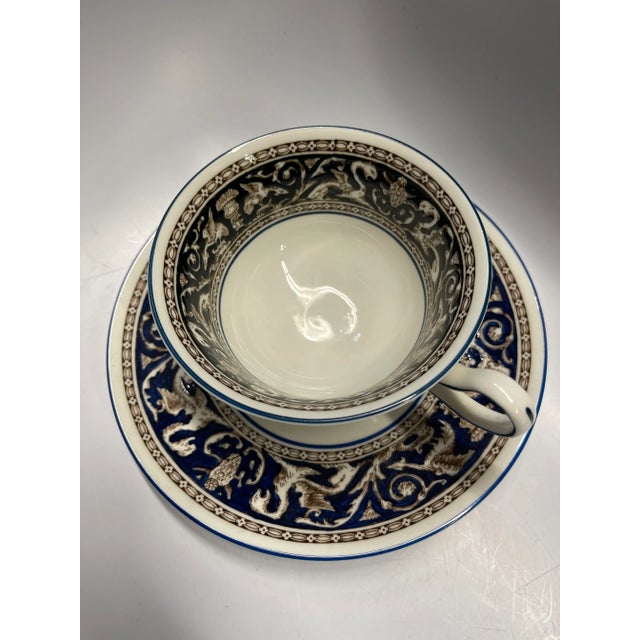 Ceramic Late 20th Century Wedgwood England Florentine Dark Blue Place Setting, 5 Pieces For Sale - Image 7 of 10