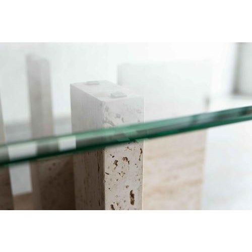 Glass & Travertine Dining Table by Willy Ballez For Sale - Image 16 of 18
