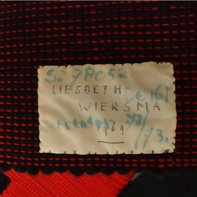 Textile Abstract Tapestry in Red & Black by Liesbeth Wiersma, 1969 For Sale - Image 7 of 8