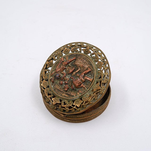Gold Small Antique Decorative Bronze Box, 1800s For Sale - Image 8 of 12