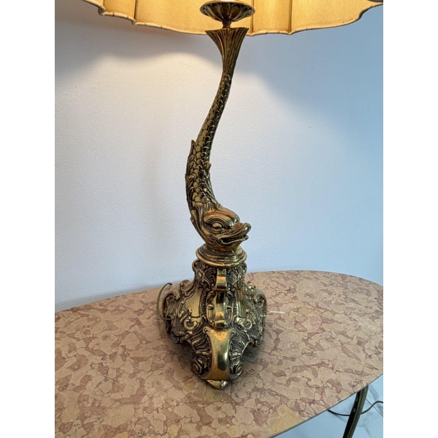 Large Rococo Revival Brass Table Lamp, 1950s For Sale - Image 13 of 17