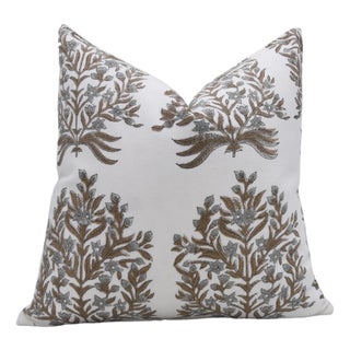 Fabdivine Traditional Block Print Pillow Cover 26x26 Inch Thick Cotton White- Vrindavan For Sale