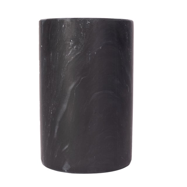 Modern Artifacts Trading Company Marble Cylinder Wine Cooler in Black For Sale - Image 3 of 3