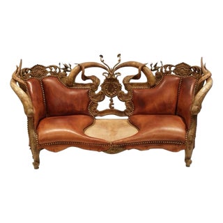 1990 Michel Haillard, Dunhill, Paris France, Materials & Techniques Leather, Horn, Bronze, Modern, Tan, 1 Piece, Item Is Signed by Artist. For Sale