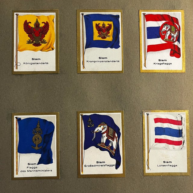 Illustration 1930 German Cigarette Card Siam Sheet Matted Print For Sale - Image 3 of 5