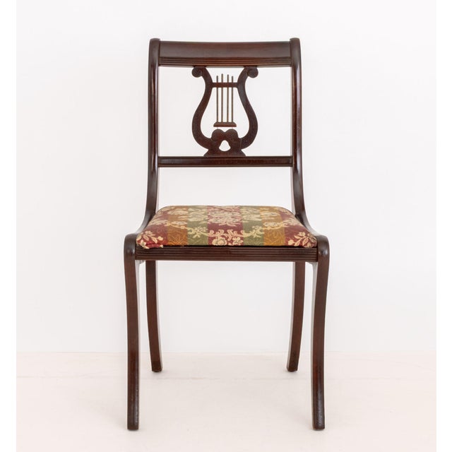 Neoclassical Duncan Phyfe Style Lyre Back Mahogany Side Chair For Sale - Image 3 of 8
