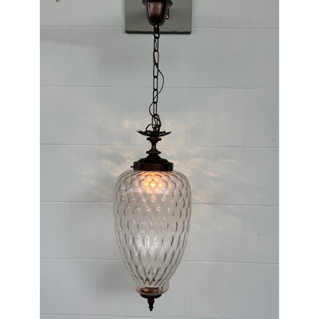 Vintage Glass and Brass Lantern Chandelier, 1960s For Sale - Image 14 of 14