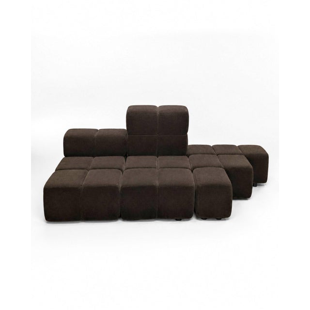 Three-piece "Castell" modular sofa designed in 1972 by German designer Hans Hopfer for Wiener Werkstätten, upholstered in...