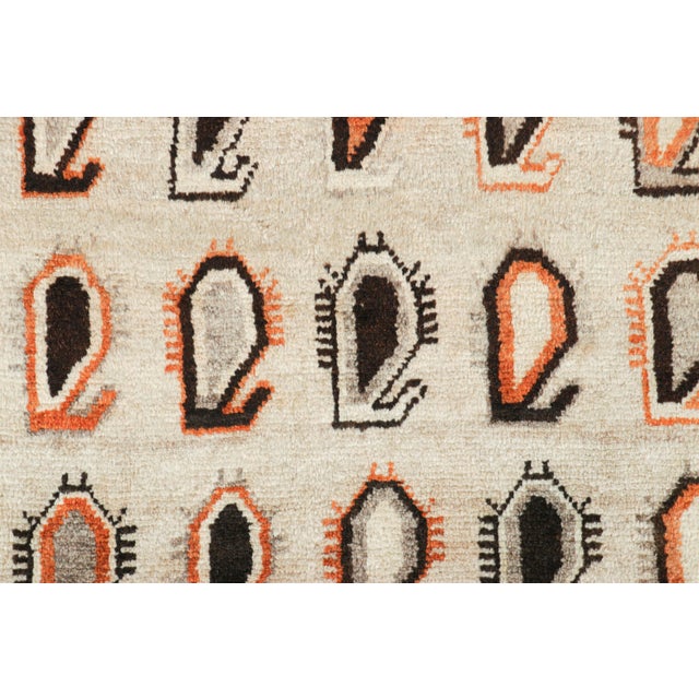 Tribal Vintage Gabbeh Persian Runner Rug With Orange Paisley Patterns - Rug & Kilim For Sale - Image 3 of 7