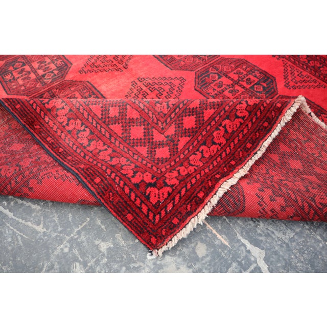 1980s Hand Knotted Vintage Ersari Tribal Rug For Sale - Image 5 of 5