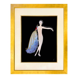 1980s Erté, Diva I (Large Framed Signed Foil Stamped Embossed Serigraph) For Sale