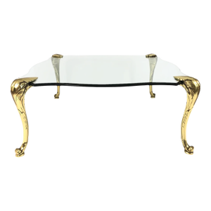 Vintage p.e. Guerin Brass and Glass Coffee Table Frond Legs