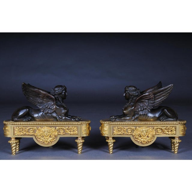 Mid 19th Century 19th Century Empire Brass Sphinx Chimneys, 1860s, Set of 2 For Sale - Image 5 of 18