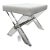 Worlds Away Dixon Acrylic Lucite X Base Stool Nickel Stretcher White Linen For Sale