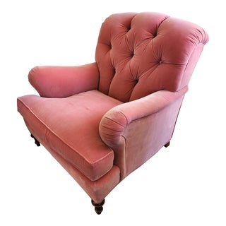 Mid 20th Century Trade Needs Restoration Custom Tufted Napoleon III Velveteen Lounge Chair For Sale