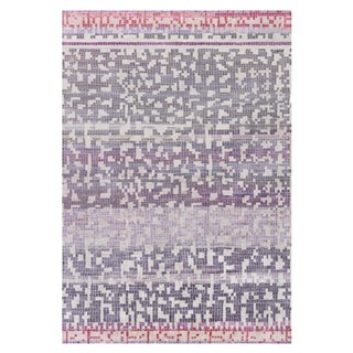 Modern Mosaic Pool Tile Wool Rug in Lavender and Gray by Doris Leslie Blau For Sale