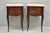 Vintage French Louis XV Style Pink Marble Top Mahogany Nighstand Bedside Tables - a Pair. (1) Table with 2 dovetailed...
