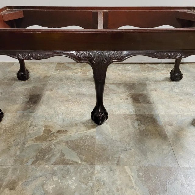 20th C Chippendale Mahogany Bench With Crewel Embroidery Upholstery For Sale In Raleigh - Image 6 of 8