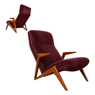 Brazilian Modern Imbuia Wood & Mohair Lounge Armchair, Att. José Zanine Caldas, 1950s – Lot 881 For Sale