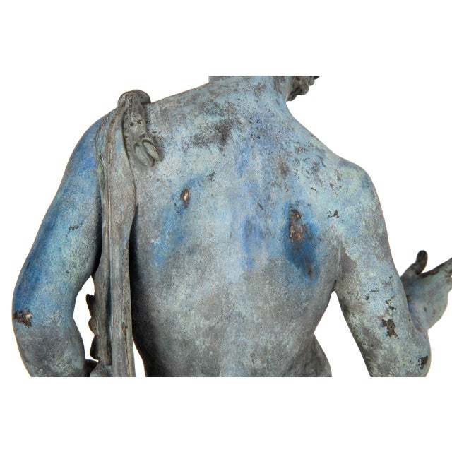 Fine Italian Grand Tour Antique Bronze Sculpture Statue of Narcissus of Pompeii For Sale - Image 15 of 18
