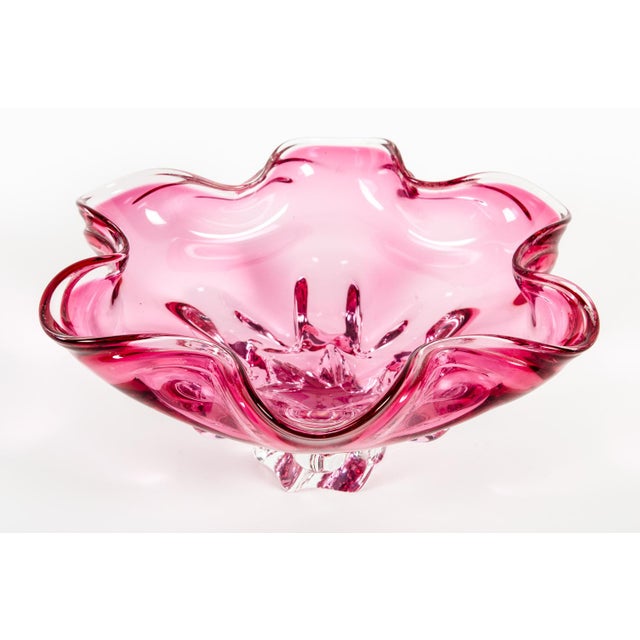 Murano Vintage Murano Glass Cranberry Center Piece For Sale - Image 4 of 7
