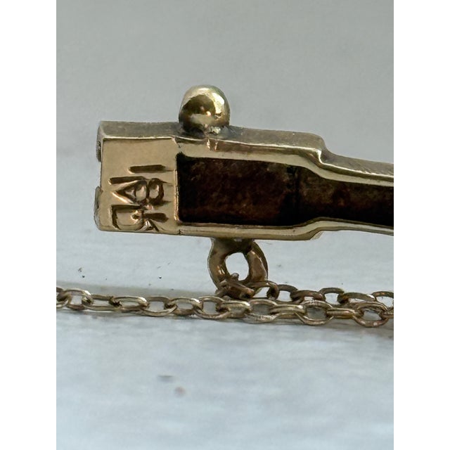 Mid Century 18k Yellow Gold Florentine Finish Diamond and Crescent Bangle Bracelet For Sale - Image 15 of 15