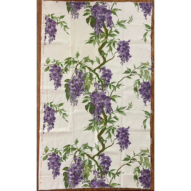 French Vintage French Floral Patterned Fabric Piece - "Les Glycines" - "The Wisteria" Print on Cotton by Romanex - 25"wide X 45"long For Sale - Image 3 of 10