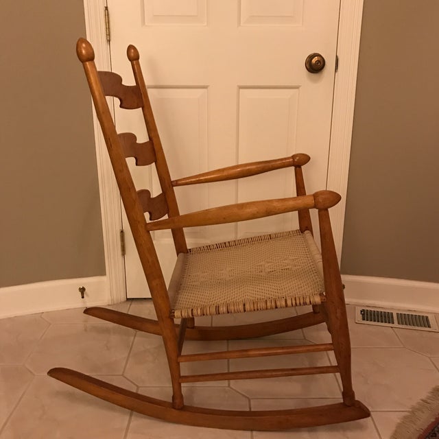 Shaker Ladder Back Style Armed Rocking Chair | Chairish