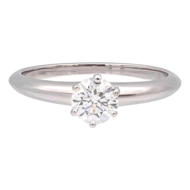 Tiffany & Co. Platinum .57 Ct F Vs2 Diamond Solitaire Engagement Ring W/Papers, Size 7 For Sale