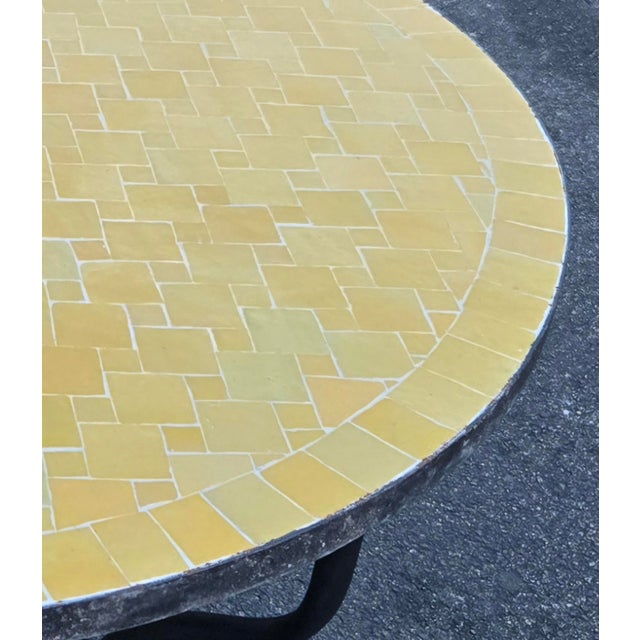 48" Handcrafted All Yellow Moroccan Mosaic Table, Squares For Sale In Orlando - Image 6 of 7