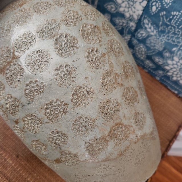 Chinese Earthenware Embossed Vase 19th Century For Sale - Image 4 of 5