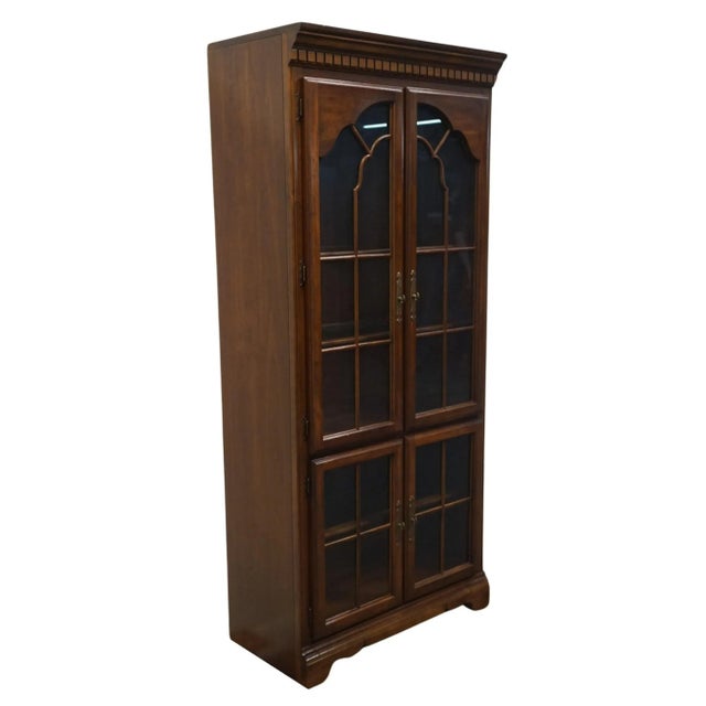 HOOKER FURNITURE Solid Cherry Traditional Style 34" Glass Front Display Bookcase / Wall Unit 77-584 77.5" High 34.25" Wide...