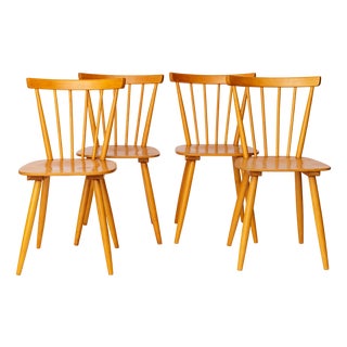 Vintage Dutch Kitchen Chairs with Beech Frames, 1960s, Set of 4 For Sale