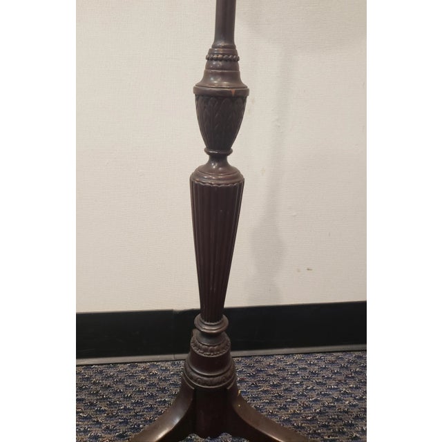 Brown Pair of 1900s Edwardian Carved Mahogany and Needlepoint Pole Screens For Sale - Image 8 of 11