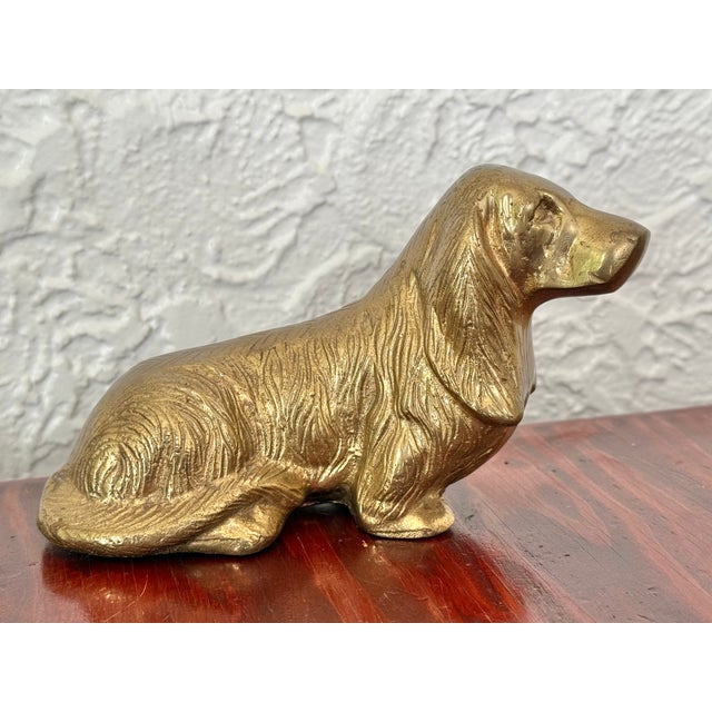 Vintage Solid Brass Sitting Spaniel Dog Figurine For Sale - Image 10 of 10