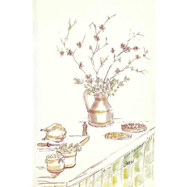 Botanical watercolor and ink by New York artist Myriam Cahn (1933-2018). Salmagundi Club named an award after her in 2019....