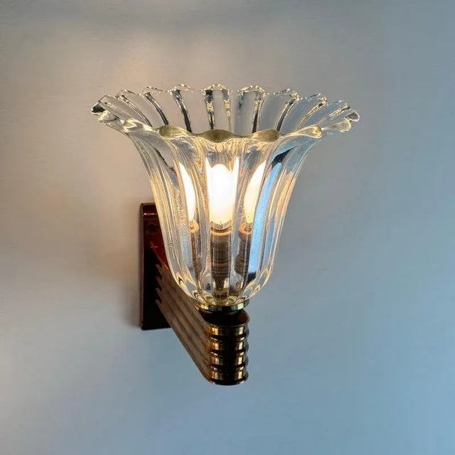 Murano Bellflower Wall Sconces by Ercole Barovier for Barovier & Toso, 1940s, Set of 2 For Sale - Image 10 of 17