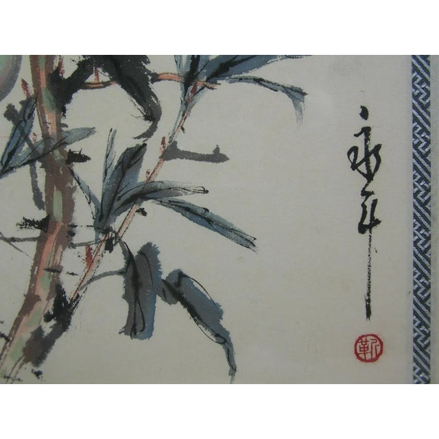 Peach and Cicada Chinese Watercolor Painting by Jin Yongnian For Sale - Image 4 of 11