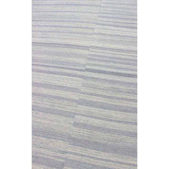 Modern Large Flat Weave Kilim in Variegated Striped With Modern Design 12'0 X 16'5 For Sale - Image 3 of 12