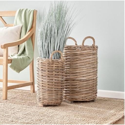 2020s Marlar Rattan Baskets With Liners - Set of 2 For Sale - Image 5 of 5