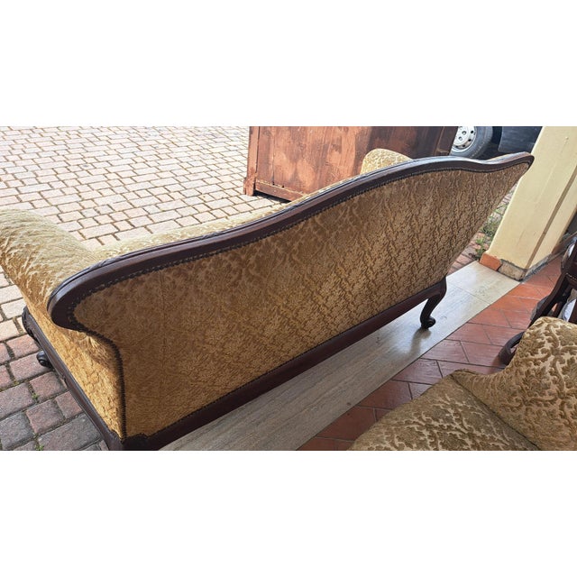 Wood Louis XV English Sofa in Mahogany & Upholstery, 1800s For Sale - Image 7 of 8