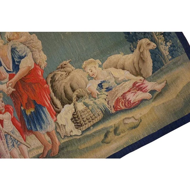 A Beautiful Antique Mid-18th Century French Pictorial Pastoral Scene Wall Hanging Tapestry For Sale In New York - Image 6 of 10