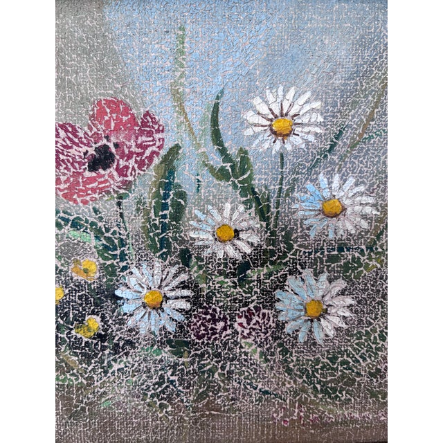 Rustic European Vintage Original Flower Still Life Oil Painting: Framed Floral Art For Sale - Image 3 of 11