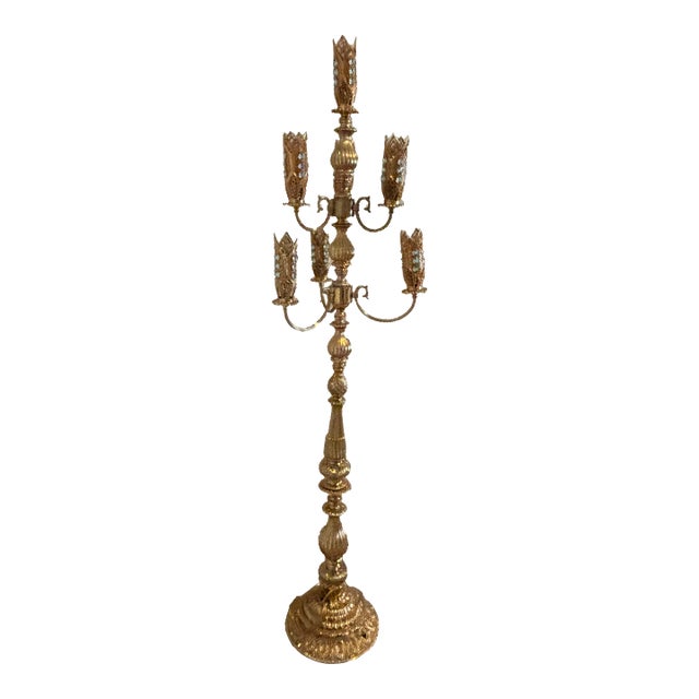1950s Gold Indian Floor Lamp | Chairish