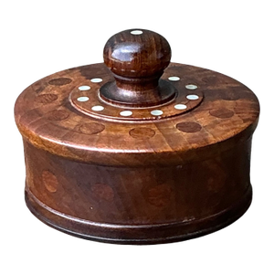 Vintage Round Wood Inlay Trinket Box