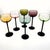 A striking set of six vintage cocktail glasses featuring softly tinted pastel bowls and elegant black stems. Each glass is...