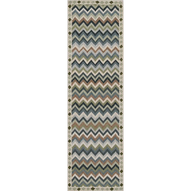 Blue Erin Gates by Momeni Abbot Blue Chevron Wool Rug 8' X 10' For Sale - Image 8 of 12