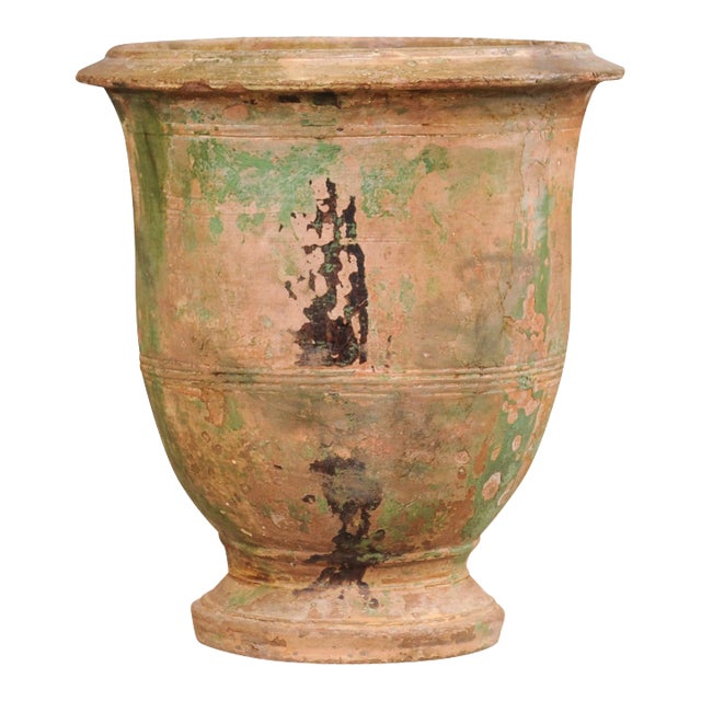 French Provençal Early 19th Century Anduze Vase with Hints of Green and Brown For Sale